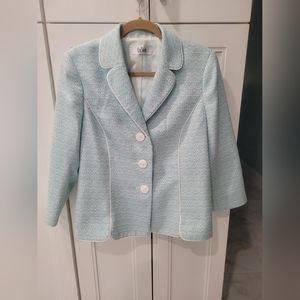 LeSuit Aqua Jacket with white piping size 12